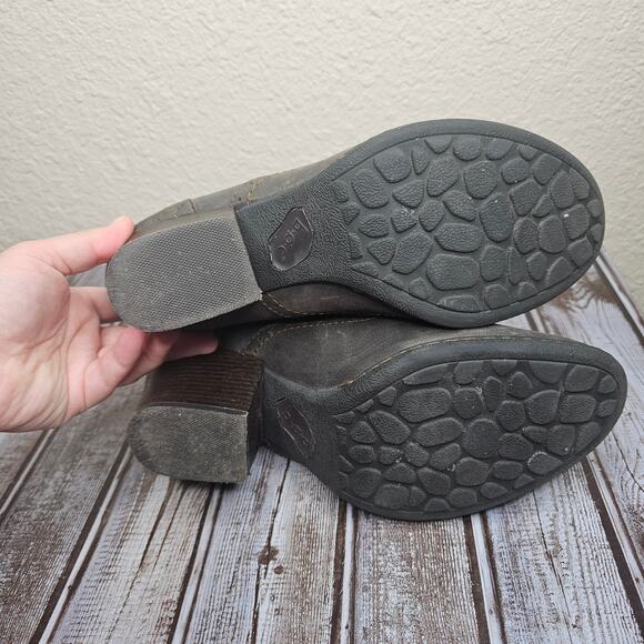 BOC born Womens Boot Size 10 Brown Leather Block Heel y2k chunky shootie Bootie - Picture 8 of 8